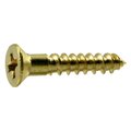 Midwest Fastener Wood Screw, #4, 5/8 in, Plain Brass Flat Head Phillips Drive, 60 PK 62802